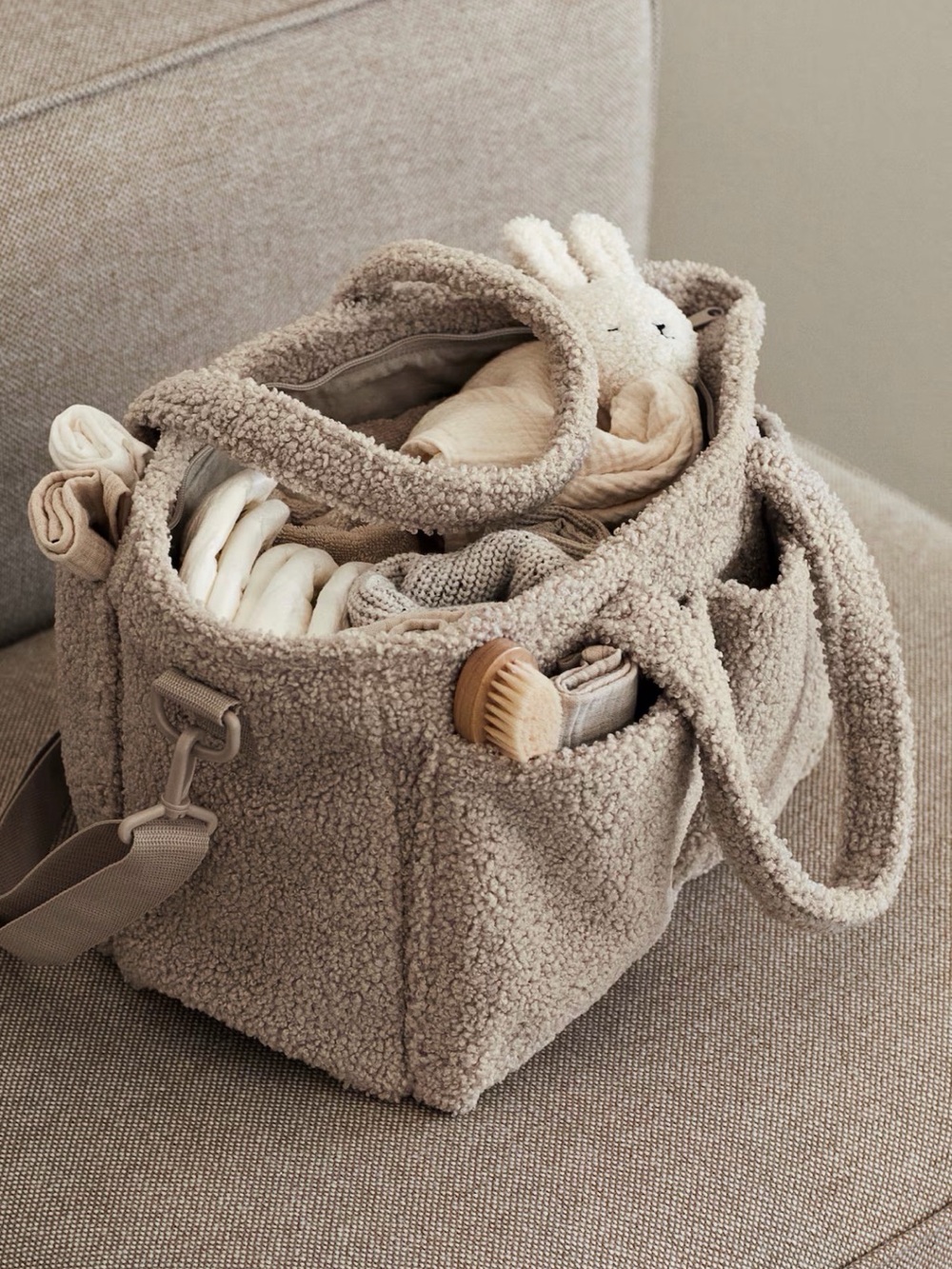 Teddy Fleece Diaper Bag & Pouch